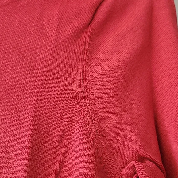 🍂3/$10 Notations Stretchy Red & Black Two-Tone 3/4 Sleeve Boat-Neck Blouse - Picture 2 of 8